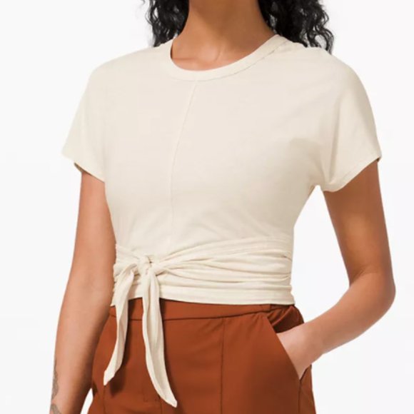 lululemon athletica Tops - Lululemon Tie Short Sleeve Tee *FAINT LIGHT BLUE*